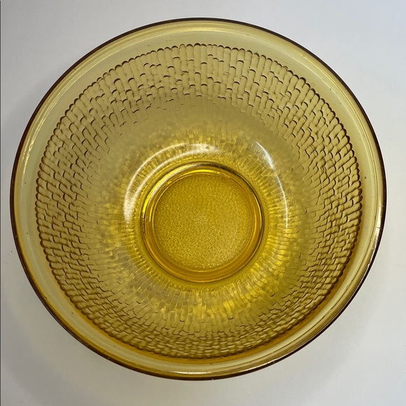 Vintage Indiana Glass Crystal Amber Tree bark Textured Serving Bowls - Set of 2 - Picture 5 of 5